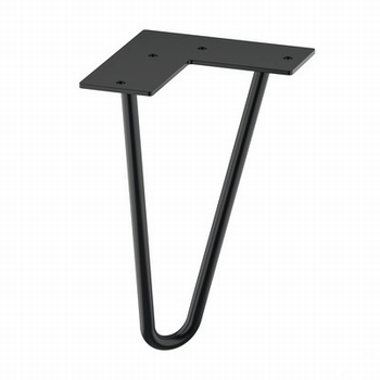 Hairpinmeubelpoot met hellingshoek 12° 400mm mat zwart
