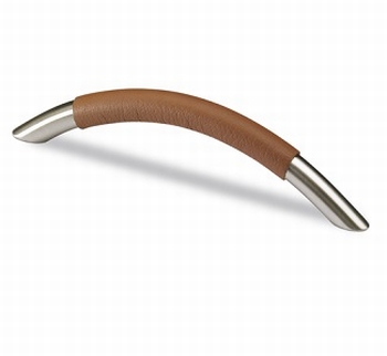 Greep Abila -Bruin leer/edelstaal finish geborsteld- L 148mm