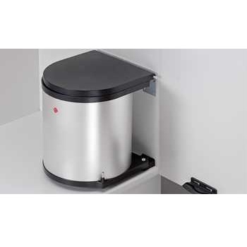 Inbouwafvalemmer - zilver/zwart - 15l - 340x285x485mm
