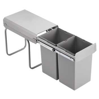 Inbouwafvalemmer - grijs - 2x15l - 260x460x410mm
