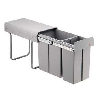 Inbouwafvalemmer - grijs - 1x10l + 1x20l - 254x475x385mm