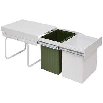 Inbouwafvalemmer - groen/wit - 2x16l - 345x473x339mm