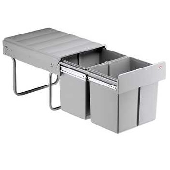 Inbouwafvalemmer - grijs - 2x16l - 338x485x320mm