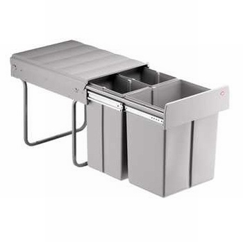Inbouwafvalemmer - grijs - 2x 10l + 1x 20l - 338x485x385mm