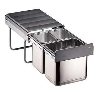 Inbouwafvalemmer - inox - 1x 16l + 2x 8l - 338x475x320mm
