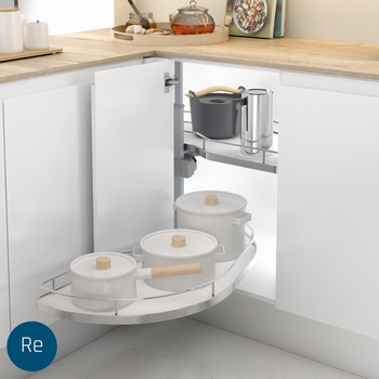 Zwenkplateau dolphin - 450mm - rechts - melamine/chroom