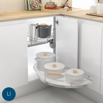 Zwenkplateau dolphin - 400mm - links - melamine/chroom