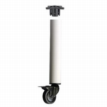 Tafelpoot wit Ø 60mm met zwenkwiel en rem - 75cm - ZM110