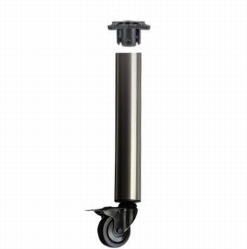 Tafelpoot RVS Ø 60mm met zwenkwiel en rem - 75cm - ZM110