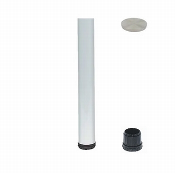 Tafelpoot staal 60mm - Wit - hoogte 65cm - Glas - ZM24