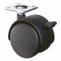 Dubbelwiel met rem 50kg - incl. schroefplaat, wiel kunststof