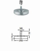 Meubelvoet 14x65mm met  kunststof glijvlak