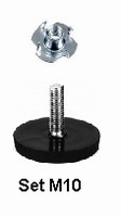 Stelvoet voor beukenpoot 60x60mm - M10x50<br />per set Stelvoet voor beukenpoot 60x60mm - M10x50<br />per set