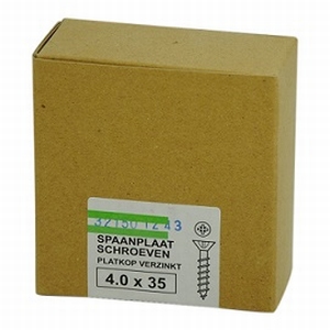 Spaanplaat/houtschroef 4,0x35mm - doos 200 stuks<br />per doos Spaanplaat/houtschroef 4,0x35mm - doos 200 stuks<br />per doos
