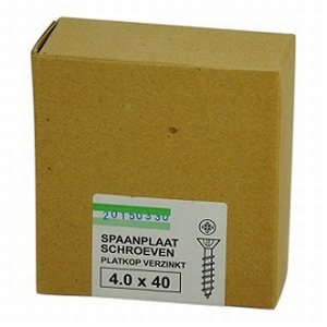 Spaanplaat/houtschroef 4,0x40mm  - doos 200 stuks