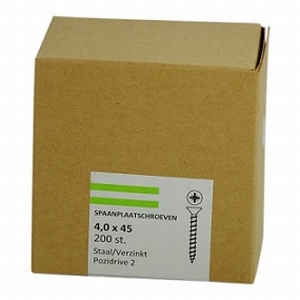 Spaanplaat/houtschroef 4,0x45mm - doos 200 stuks<br />per doos Spaanplaat/houtschroef 4,0x45mm - doos 200 stuks<br />per doos