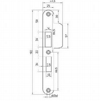 RVS sluitplaat voor slot 4119/27 - DR 2/4