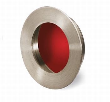 Greep Aboa - Geborsteld edelstaal -  Rood - Diameter 65 mm