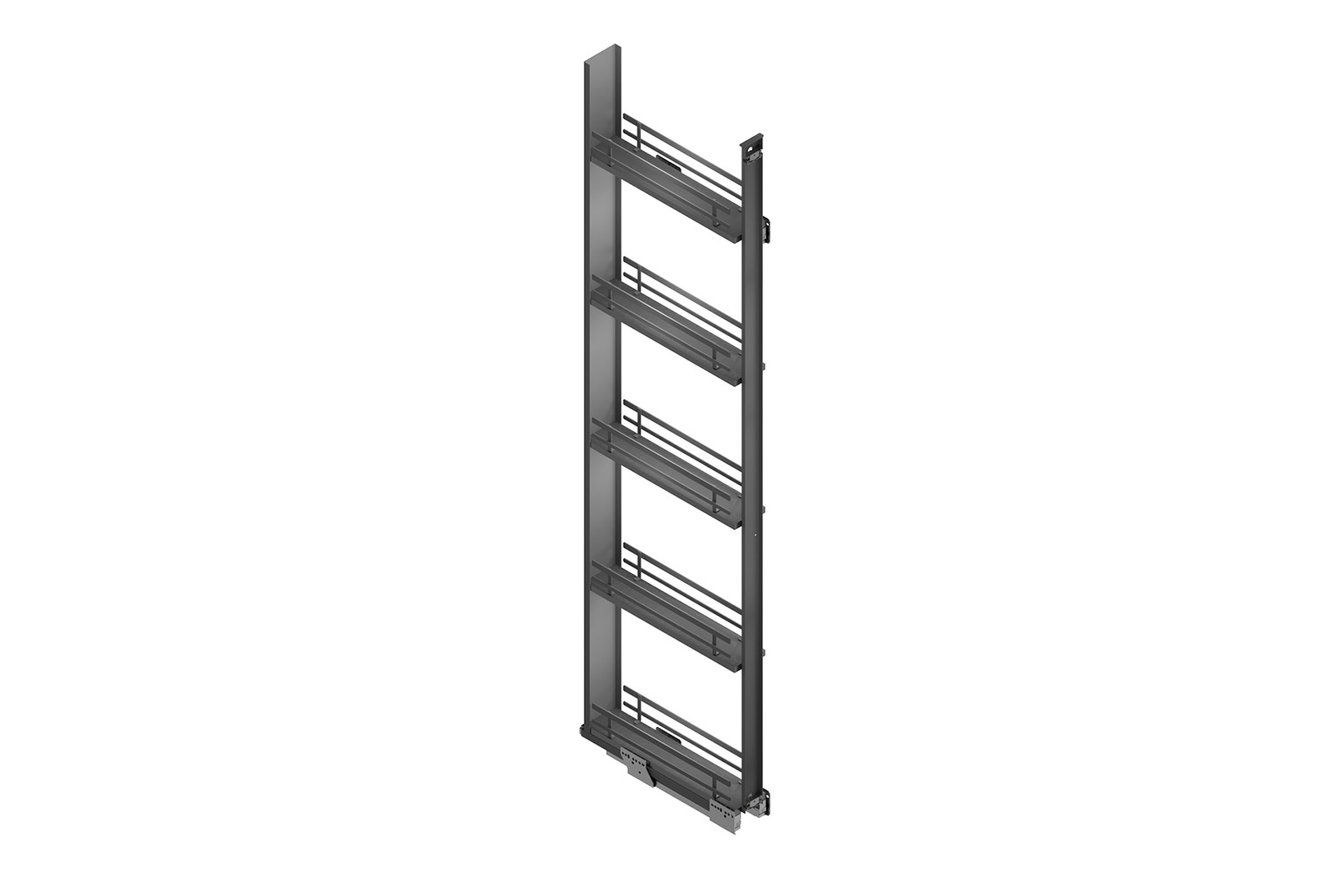 Apothekerskast antraciet - h: 185cm  b: 20cm - 5 plateaus
