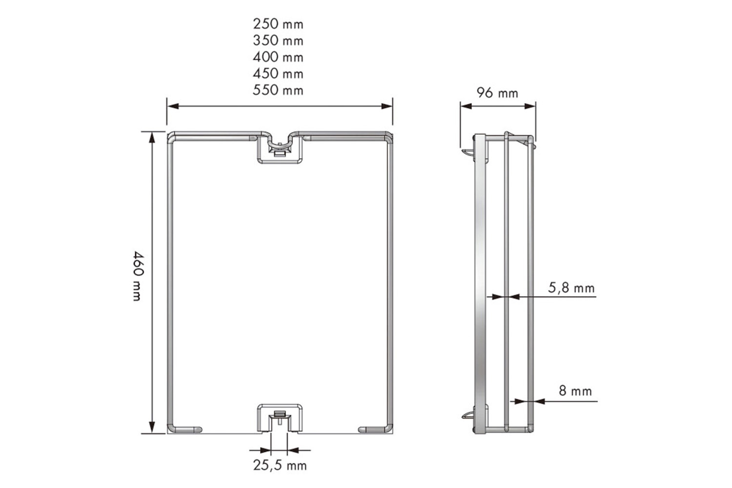 Mand - witte bodem - front: 300mm
