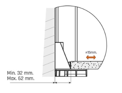 Kaststeun - atlas - inbouw: 32mm - verstelbaar H15/V10mm