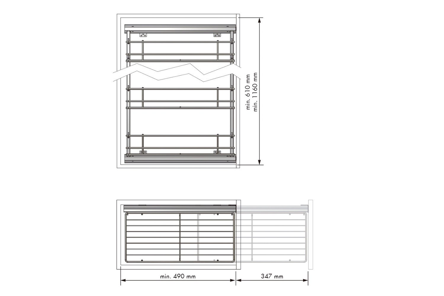 Apothekerskast laag - h:600 b:350 d:480 - 3 manden
