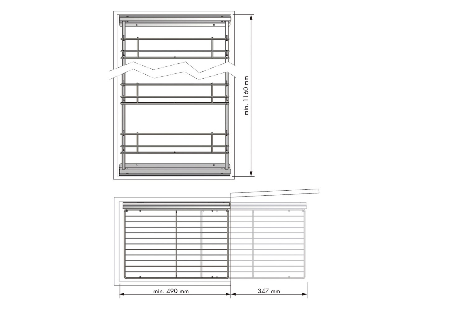Apothekerskast laag - h:1150 b:400 d:480 - 5 manden