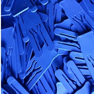 Afstandsplaatje kunststof blauw 2mm dik - 70x25mm