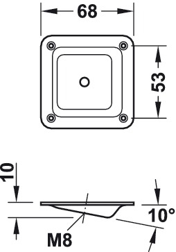 Bevestigingsplaat tbv schuin plaatsen konische meubelpoten