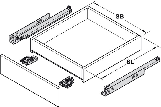 Blum Tandem inclusief push-to-open 380mm - 30kg