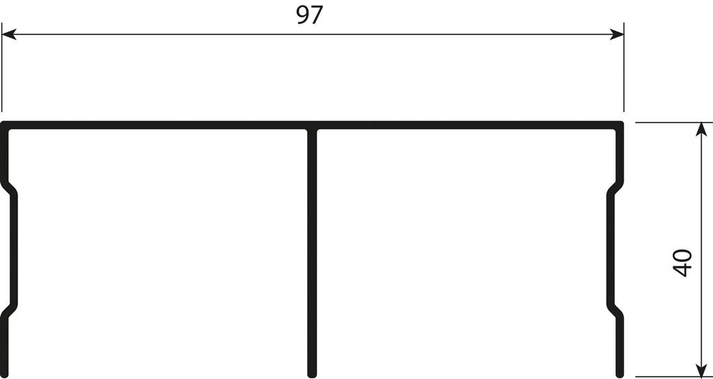 Bovenrail aluminium zwart - 420cm