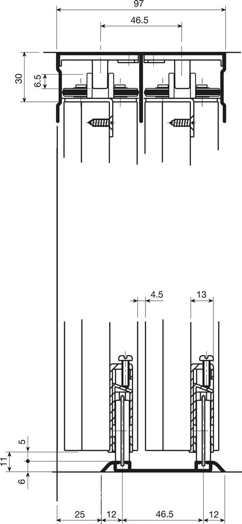 Bovenrail aluminium zwart - 420cm