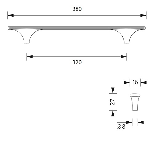 Design-greep Liana - mat zwart - 320/380mm