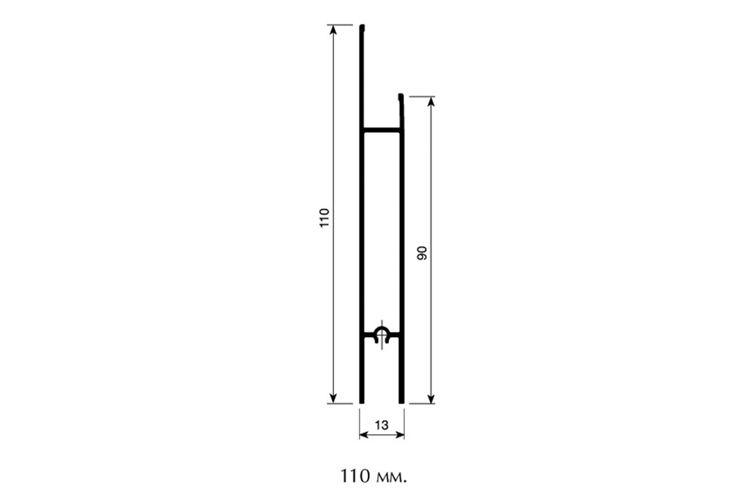 Deurprofiel hoog - alu mat zwart structuur - 200cm - J6