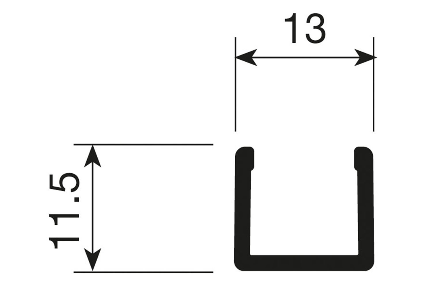 Deurprofiel laag - alu mat zwart structuur - 200cm - J6