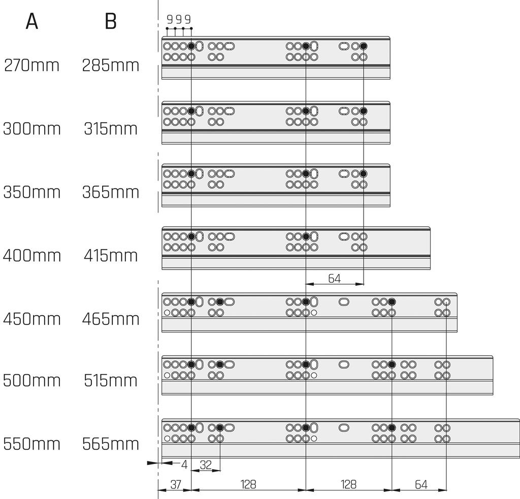 Eurogeleider 30 cm met softclosing en 3D verstelbaar/18