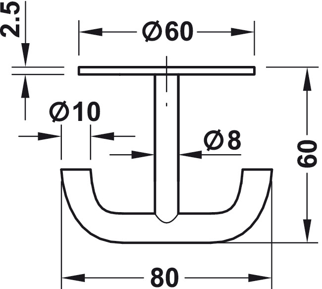 Garderobehaak - RVS geborsteld - 2 haken - plafondmontage