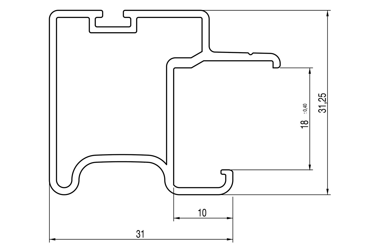 Greeplijst alu mat zwart structuur - type C/18 - 520cm - J6