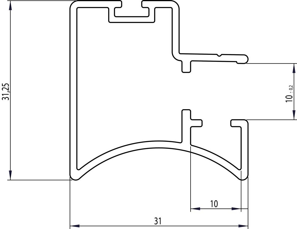 Greeplijst zwart glans - type A/10mm - 520cm - J6