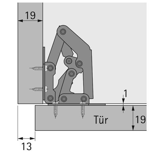 Hettich Opschroefscharnier Mini met veer