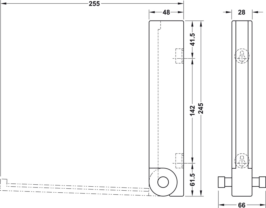 Kapstokhaak uitklapbaar - Eiken aluminium - 205mm