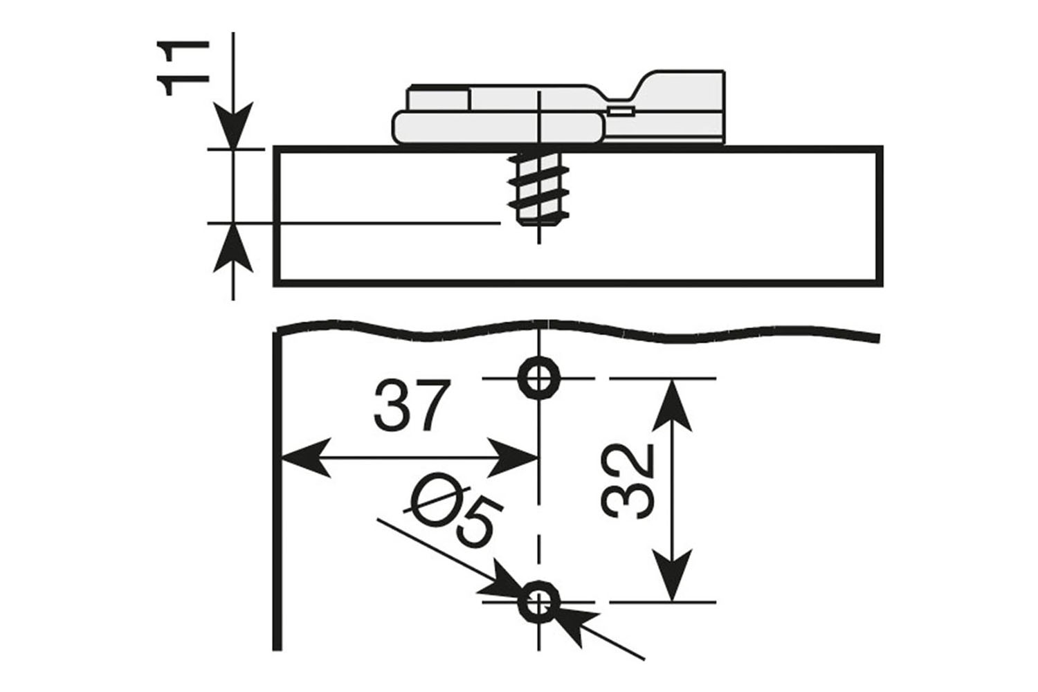 Mesuco kruismontageplaatje - hoogte 0 - euroschroef