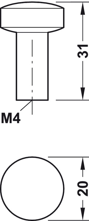 Meubelknop mat zwart - zink aluminium - Ø 20mm