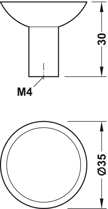 Meubelknop mat zwart - zink aluminium Ø 35mm