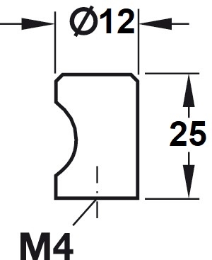 Meubelknop zwart - aluminium - met handgreep - Ø 12mm