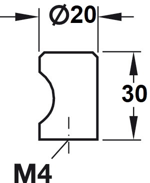 Meubelknop zwart - aluminium - met handgreep - Ø 20mm