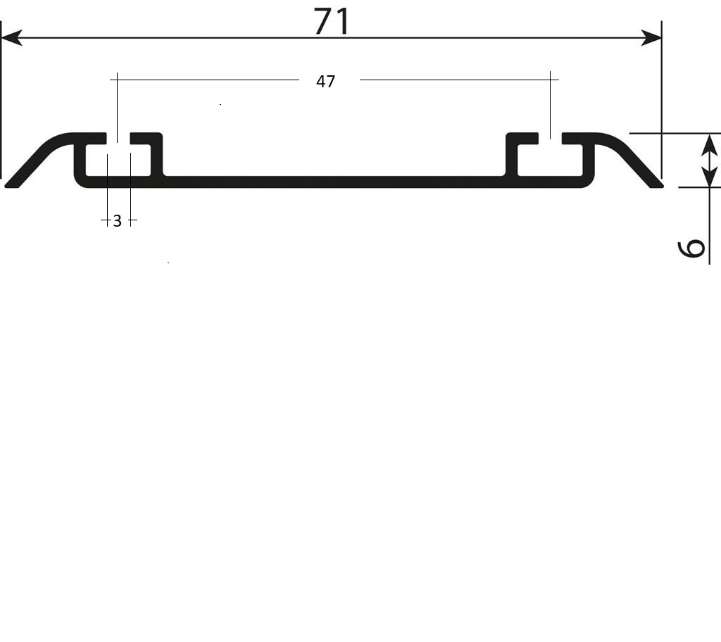 Onderrail aluminium mat zilver - 510cm