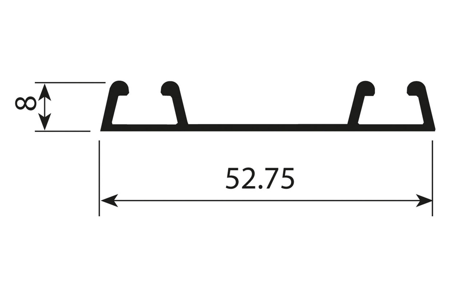 Onderrail aluminium mat zwart - 420cm - J6