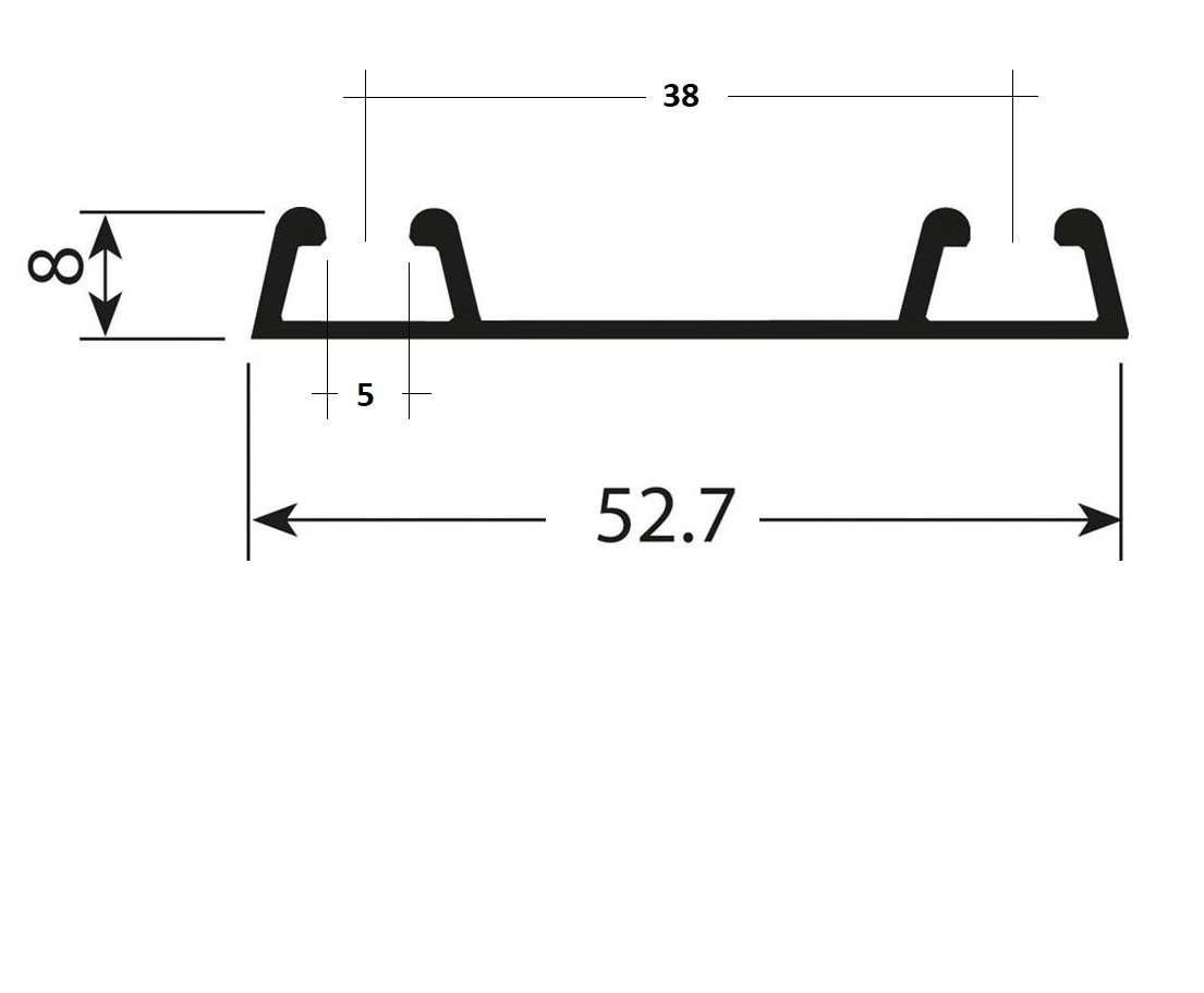 Onderrail zwart glans - 420cm - J6