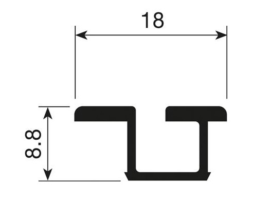 Rail voor boven en onder aluminium zilver - 290cm